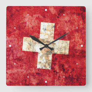 Horloge Carrée Drapeau de la Suisse