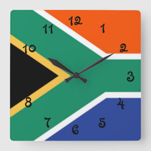 Horloge Carrée Drapeau de l'Afrique du Sud