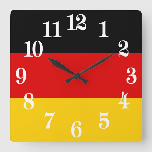 Horloge Carrée Drapeau de l'Allemagne - Deutschland (Recto)