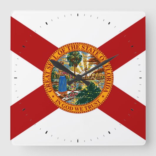 Horloge Carrée Drapeau de l'État de Floride (Recto)
