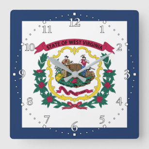 Horloge Carrée Drapeau de l'État de Virginie occidentale