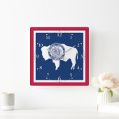 Horloge Carrée Drapeau de l'État du Wyoming (Maison)