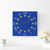Horloge Carrée Drapeau de l'Europe (Maison)