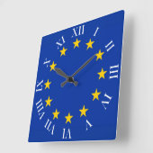 Horloge Carrée Drapeau de l'Europe (Angle)