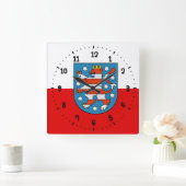 Horloge Carrée Drapeau de l'horloge murale Carré de Thuringe (Maison)