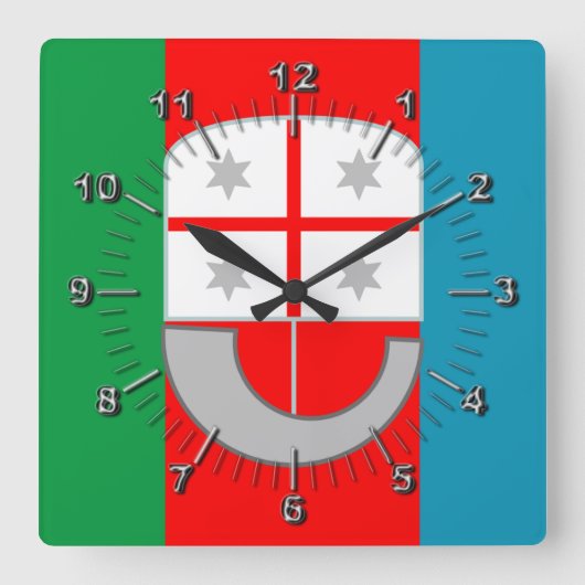 Horloge Carrée Drapeau de Ligurie (Italie) (Recto)