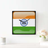 Horloge Carrée Drapeau de l'Inde (Maison)