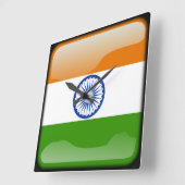 Horloge Carrée Drapeau de l'Inde (Angle)