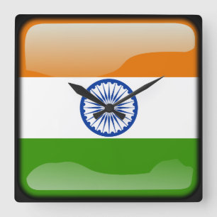 Horloge Carrée Drapeau de l'Inde