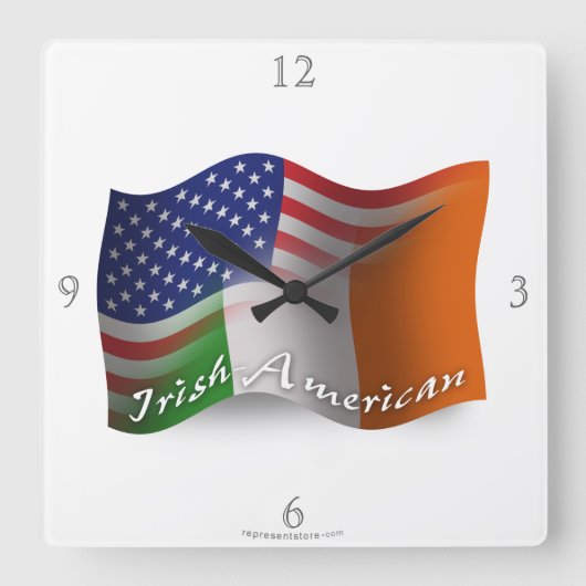 Horloge Carrée Drapeau de l'Irish-American (Recto)