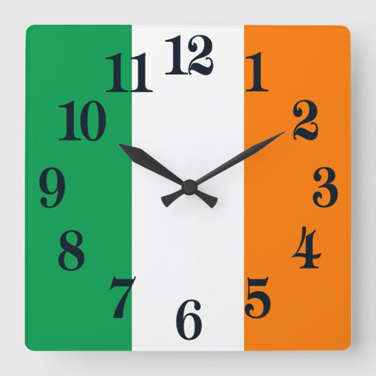 Horloge Carrée Drapeau de l'Irlande Shamrock (Recto)