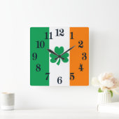 Horloge Carrée Drapeau de l'Irlande Shamrock (Maison)