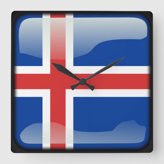 Horloge Carrée Drapeau de l'Islande (Recto)