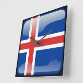 Horloge Carrée Drapeau de l'Islande (Angle)