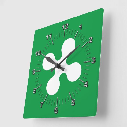 Horloge Carrée Drapeau de Lombardie (Italie) (Angle)