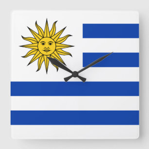 Horloge Carrée Drapeau de l'Uruguay Banda Oriental