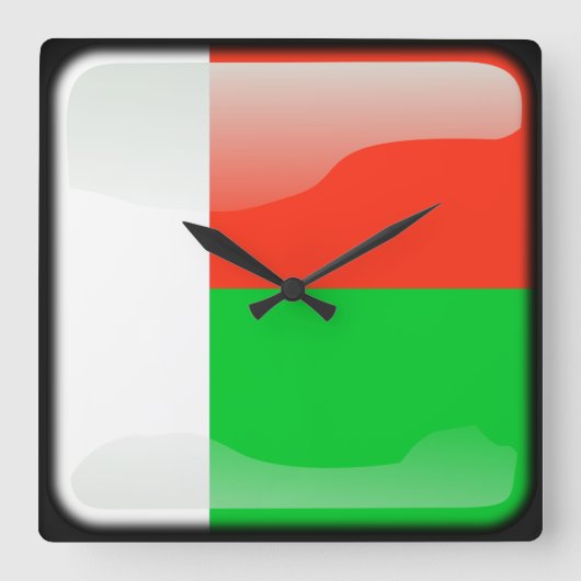 Horloge Carrée Drapeau de Madagascar (Recto)