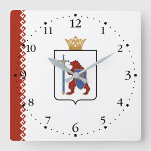 Horloge Carrée Drapeau de Mari El