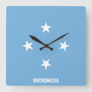 Horloge Carrée Drapeau de Micronésie éblouissant patriotique