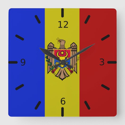 Horloge Carrée Drapeau de Moldova (Recto)