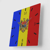 Horloge Carrée Drapeau de Moldova (Angle)