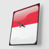 Horloge Carrée Drapeau de Monaco (Angle)