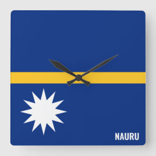 Horloge Carrée Drapeau de Nauru éblouissant patriotique