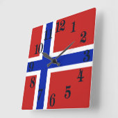 Horloge Carrée Drapeau de Norvège Scandinave (Angle)