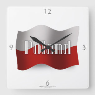 Horloge Carrée Drapeau de ondulation de la Pologne