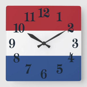 Horloge Carrée Drapeau de Pays-Bas patriotique