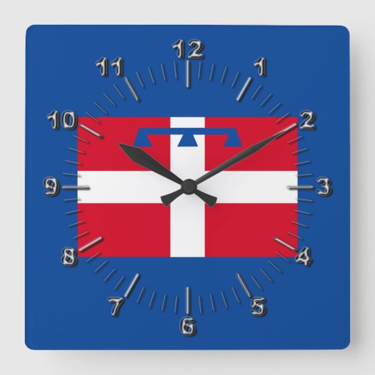Horloge Carrée Drapeau de Piemonte (Italie) (Recto)