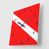 Horloge Carrée Drapeau de plongée (Angle)