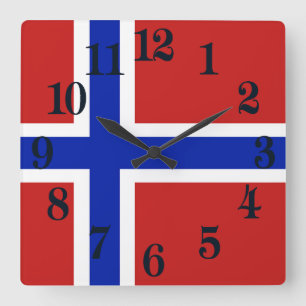 Horloge Carrée Drapeau de Scandinave de la Norvège