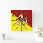 Horloge Carrée Drapeau de Sicile (Italie) (Maison)