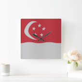 Horloge Carrée Drapeau de Singapour (Maison)