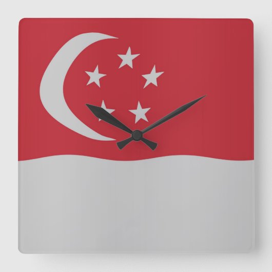 Horloge Carrée Drapeau de Singapour (Recto)