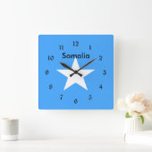 Horloge Carrée Drapeau de Somalie, étiqueté (Maison)