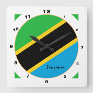 Horloge Carrée Drapeau de Tanzanie moderne, Tanzanie Accueil / de
