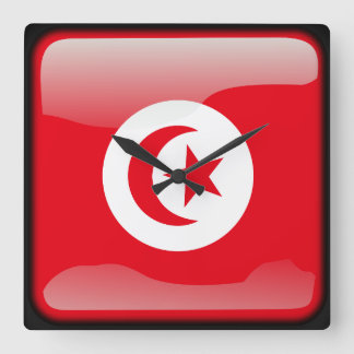 Horloge Carrée Drapeau de Tunisie