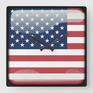 Horloge Carrée Drapeau des États-Unis d'Amérique
