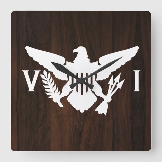 Horloge Carrée Drapeau des îles Vierges américaines Bois blanc et (Recto)