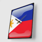 Horloge Carrée Drapeau des Philippines (Angle)