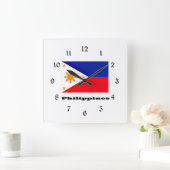 Horloge Carrée Drapeau des Philippines (Maison)