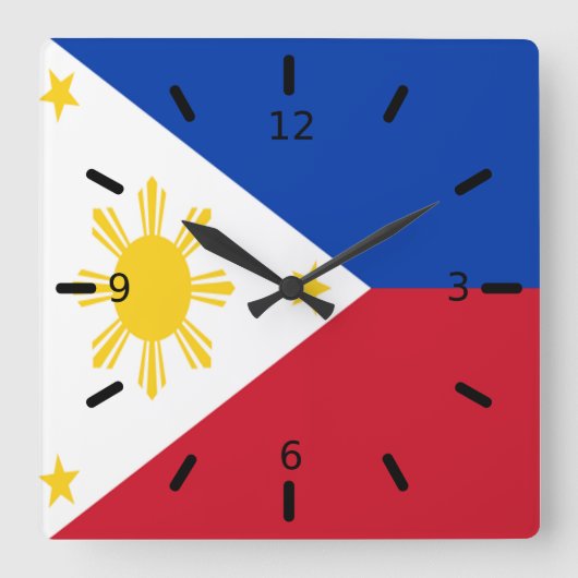 Horloge Carrée drapeau des Philippines (Recto)