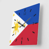Horloge Carrée drapeau des Philippines (Angle)