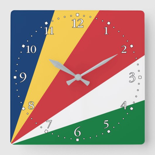 Horloge Carrée Drapeau des Seychelles (Recto)
