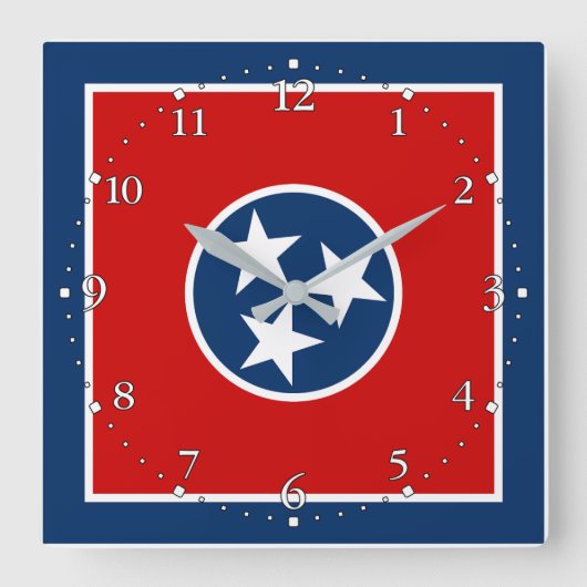 Horloge Carrée Drapeau d'état du Tennessee (Recto)