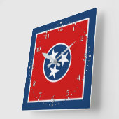 Horloge Carrée Drapeau d'état du Tennessee (Angle)