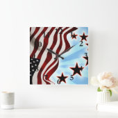 Horloge Carrée Drapeau d'ondulation (Maison)