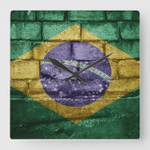 Horloge Carrée Drapeau du Brésil (Recto)